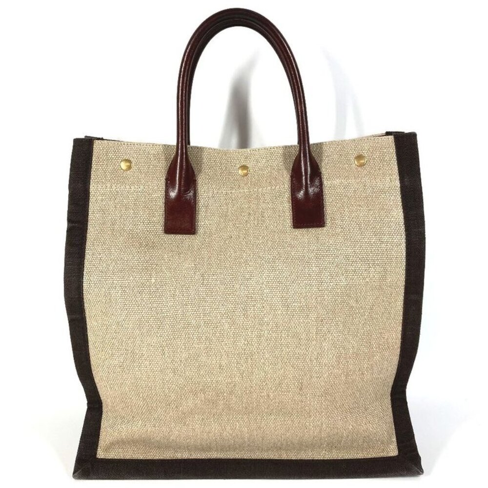 Saint Laurent Paris Handbag Noe Rive Gauche Linen Brown - Picture 2 of 9